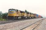 Stack train cruises west up the grade